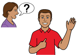 woman asks man a question