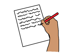 A document being written with a pencil