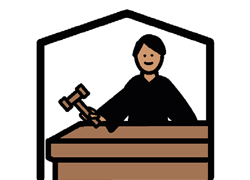 a judge holding a gavel