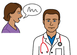 woman speaking to a doctor
