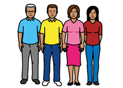 two men and two women standing next to each other