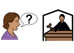 woman speaking to a judge