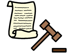 A document and a gavel